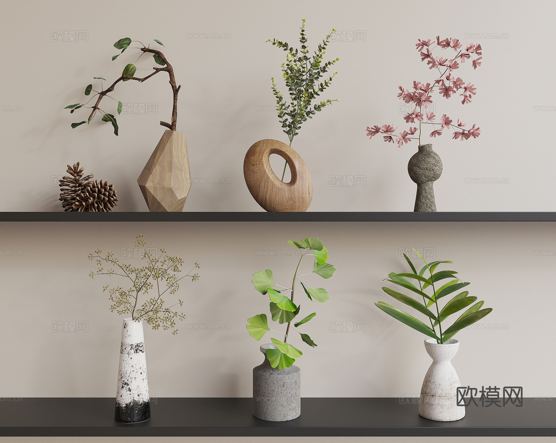 现代花瓶花艺3d模型下载