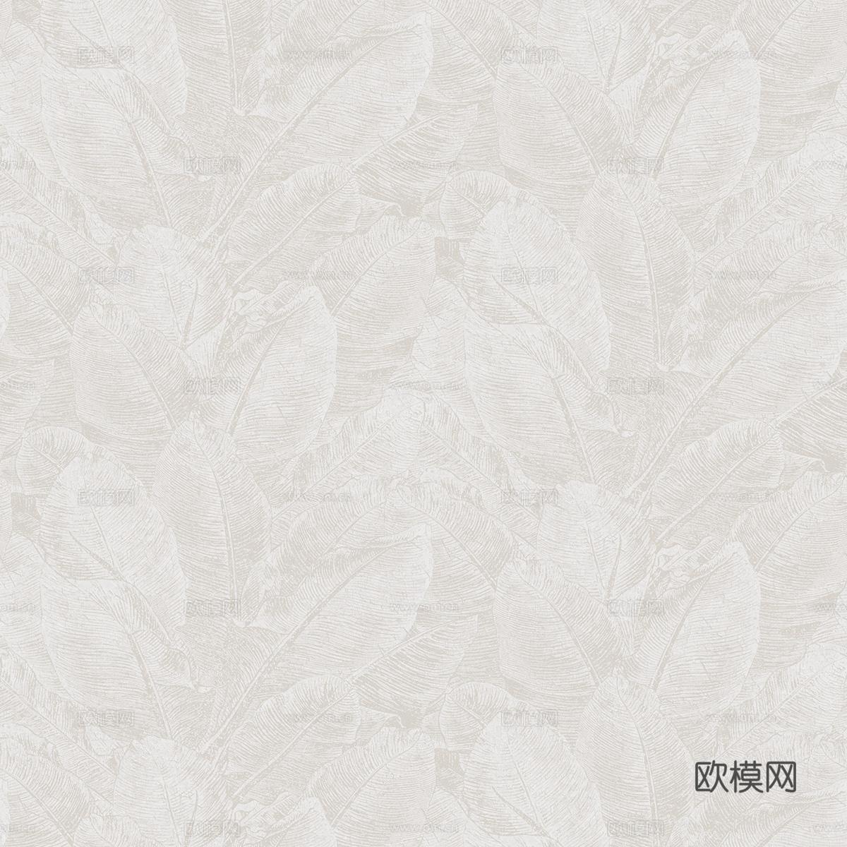 浅米色植物叶子壁纸壁布