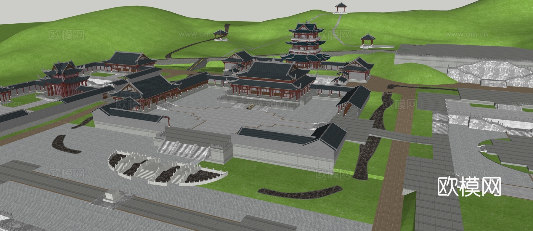 古代祠堂古苗寺庙古建筑su模型