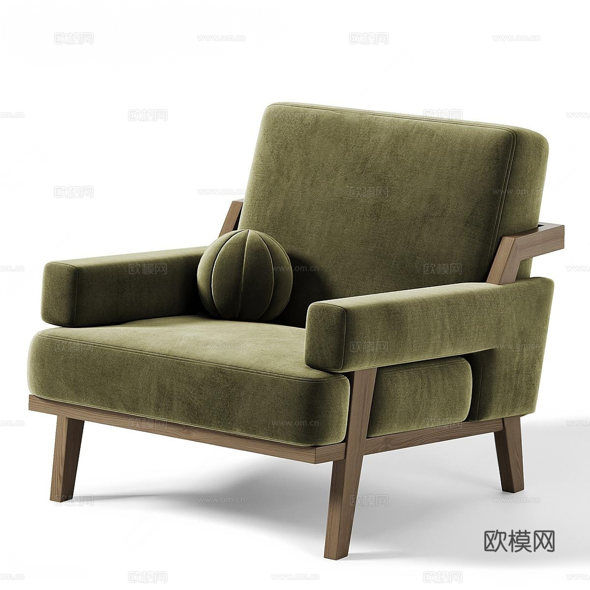 中古奶油单人沙发su模型