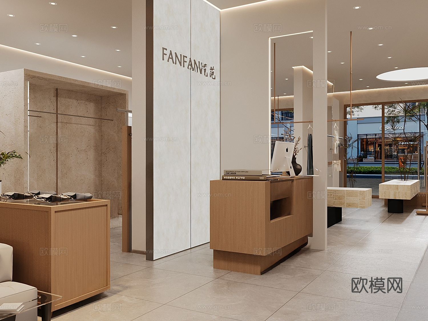 奶油侘寂服装店su模型