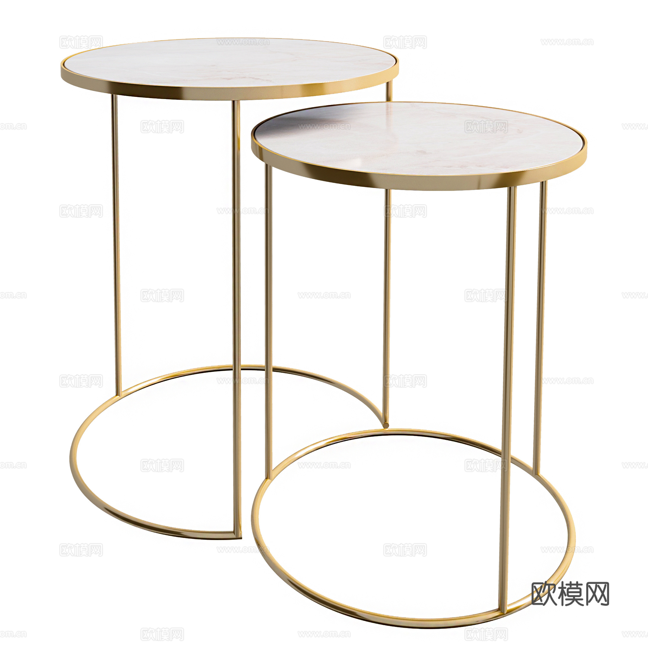 现代轻奢极简大理石金属边几3d模型