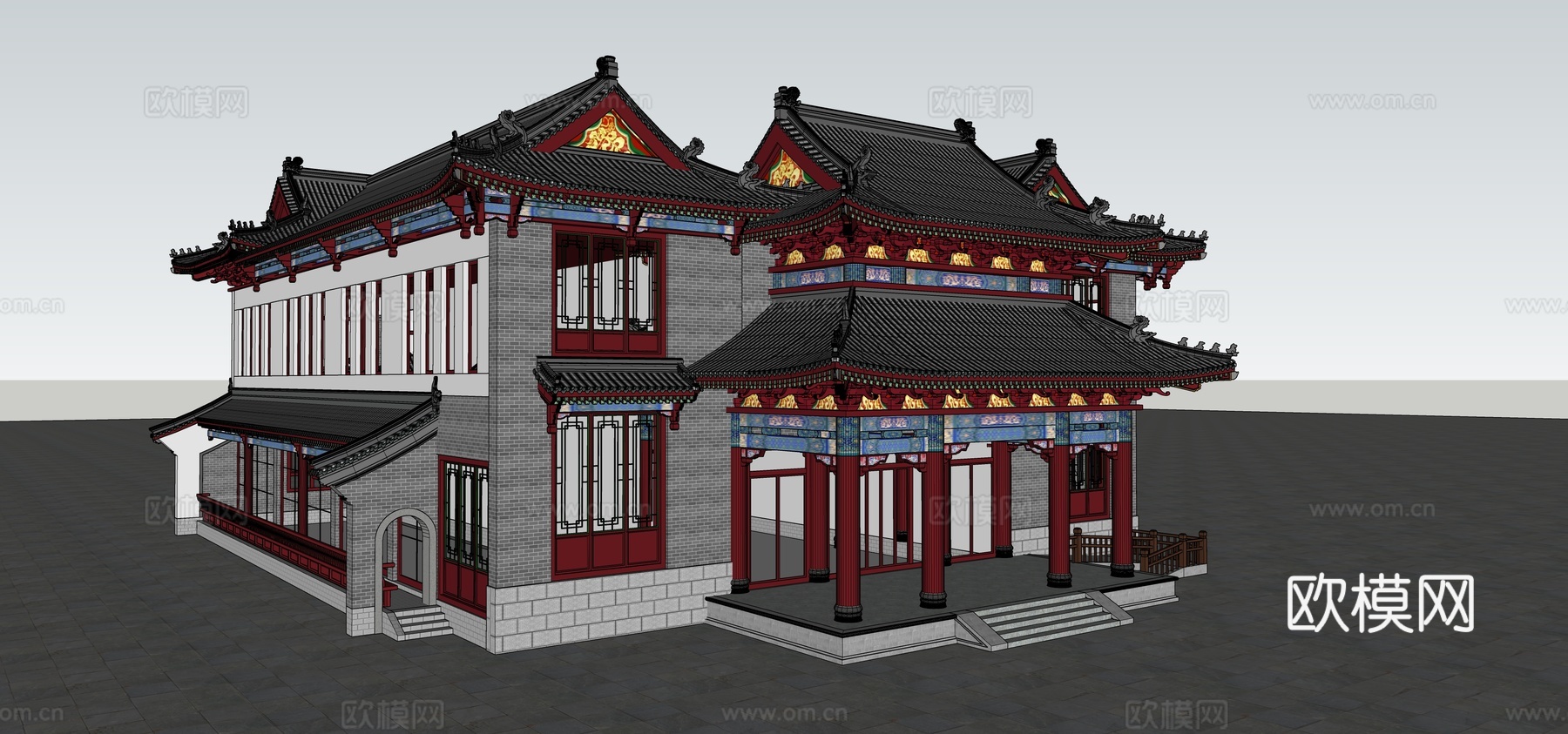 古代寺庙古庙古建筑祠堂su模型