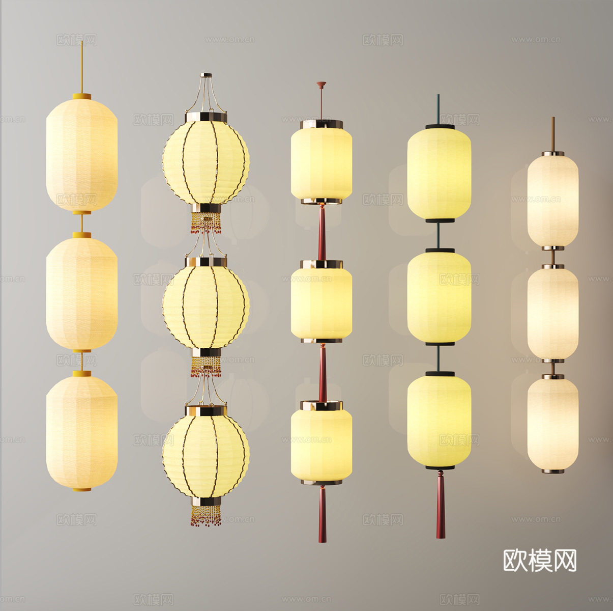 现代灯笼su模型