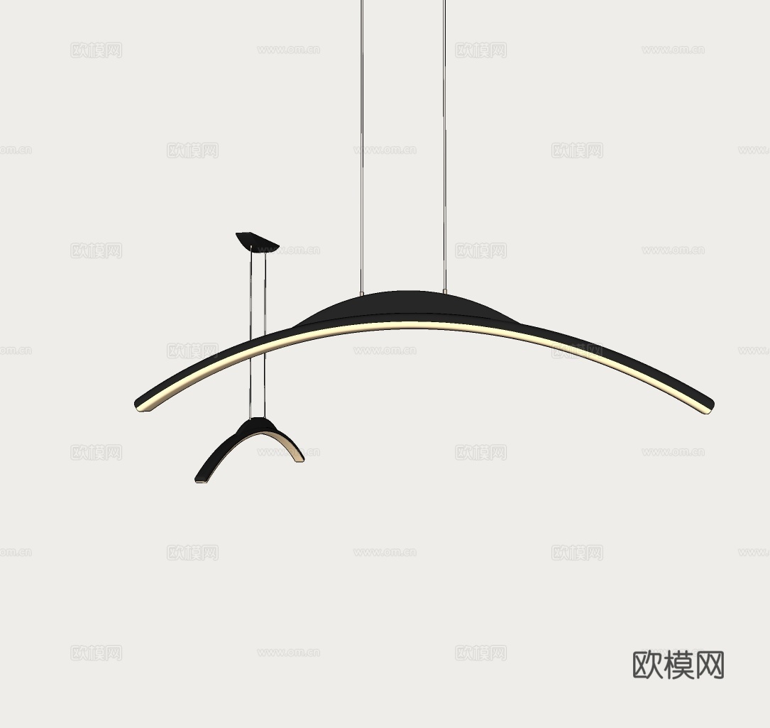 现代餐厅吊灯 简约书房吊灯 轻奢长条吊灯 北欧吧台吊灯su模型