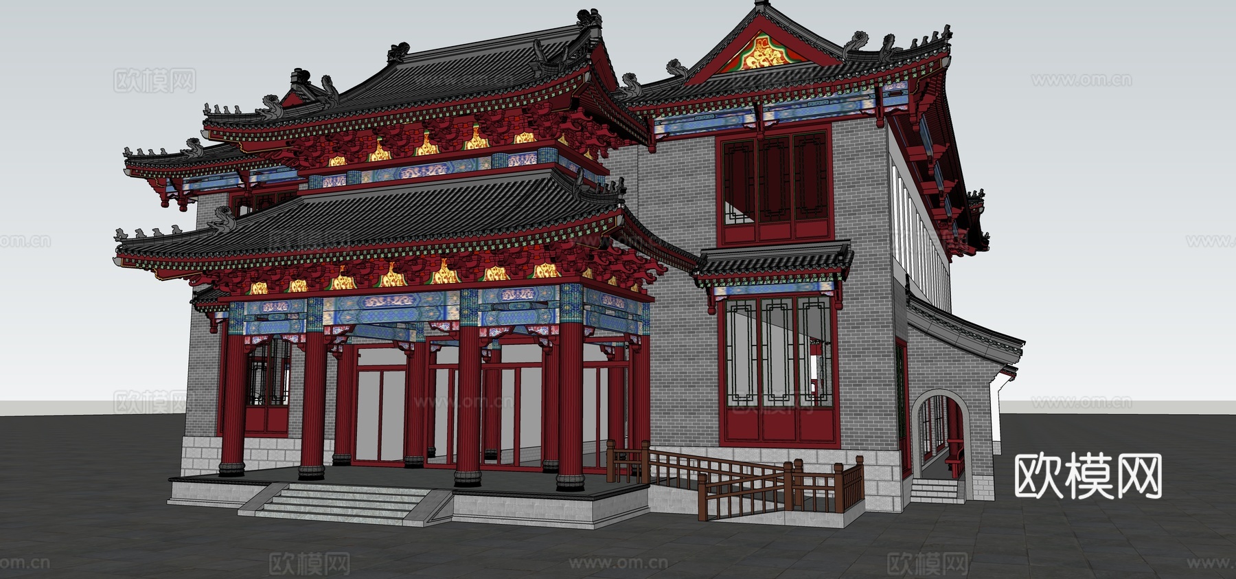 古代寺庙古庙古建筑祠堂su模型