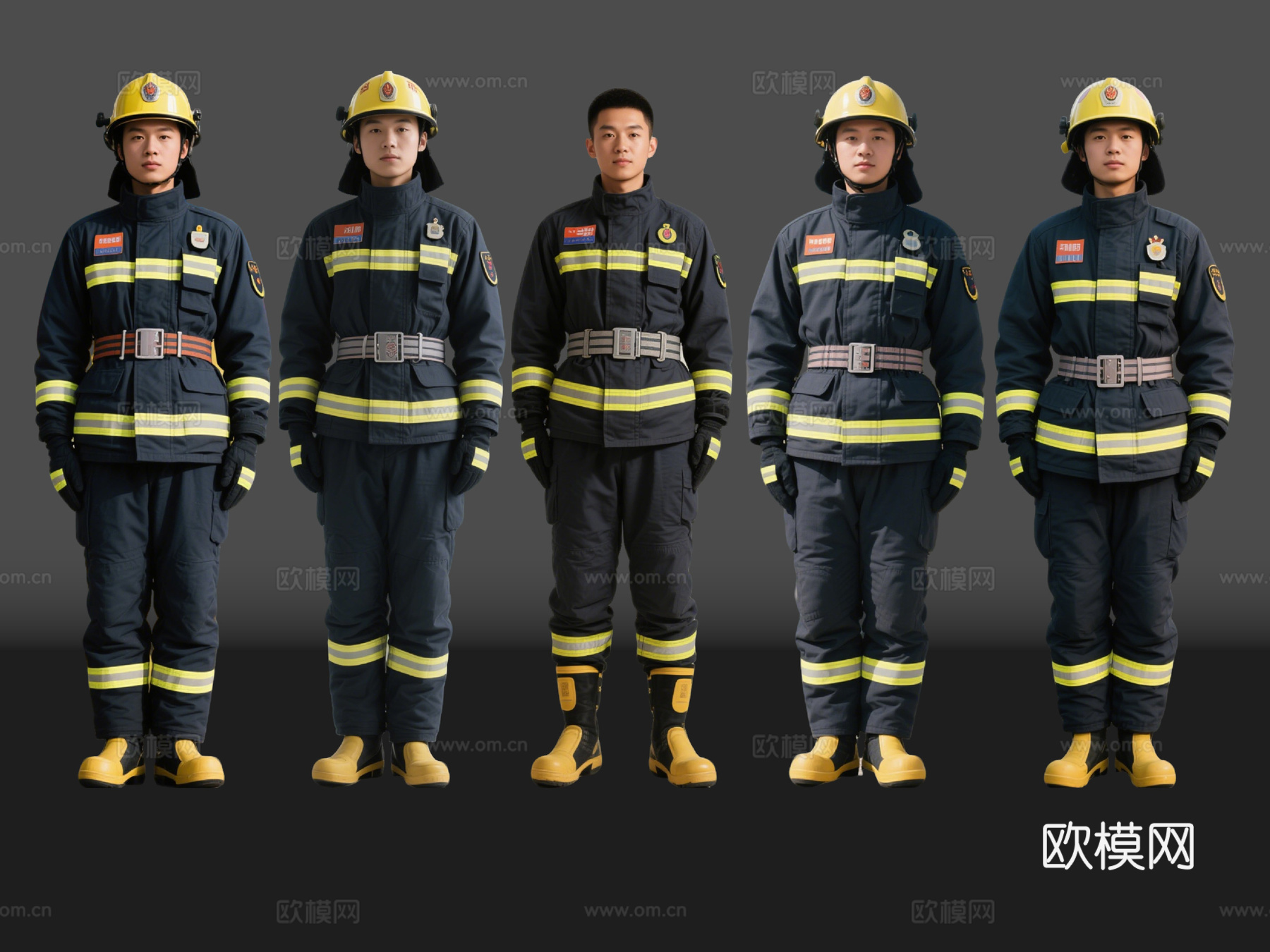 2D现代人物 消防员 消费火警 火警救援人员su模型