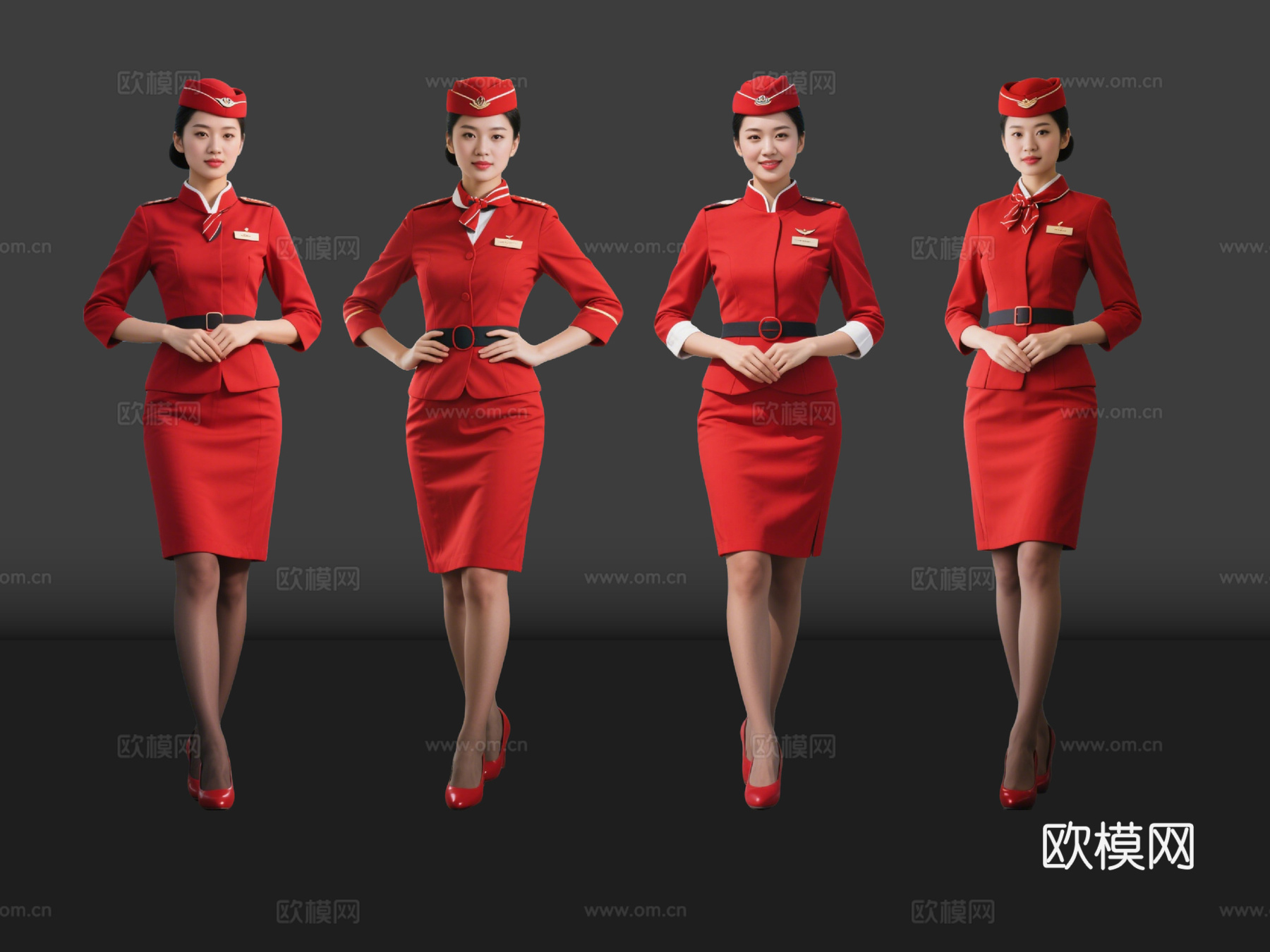 2D现代人物 空姐 乘务人员 空乘人员 航空美女su模型