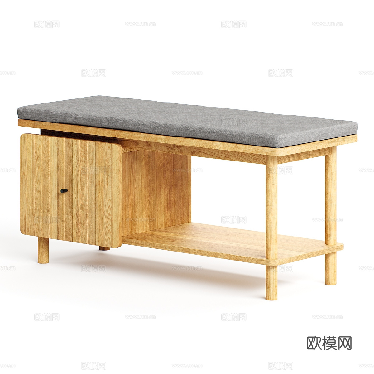 新中式原木电视柜 边柜3d模型