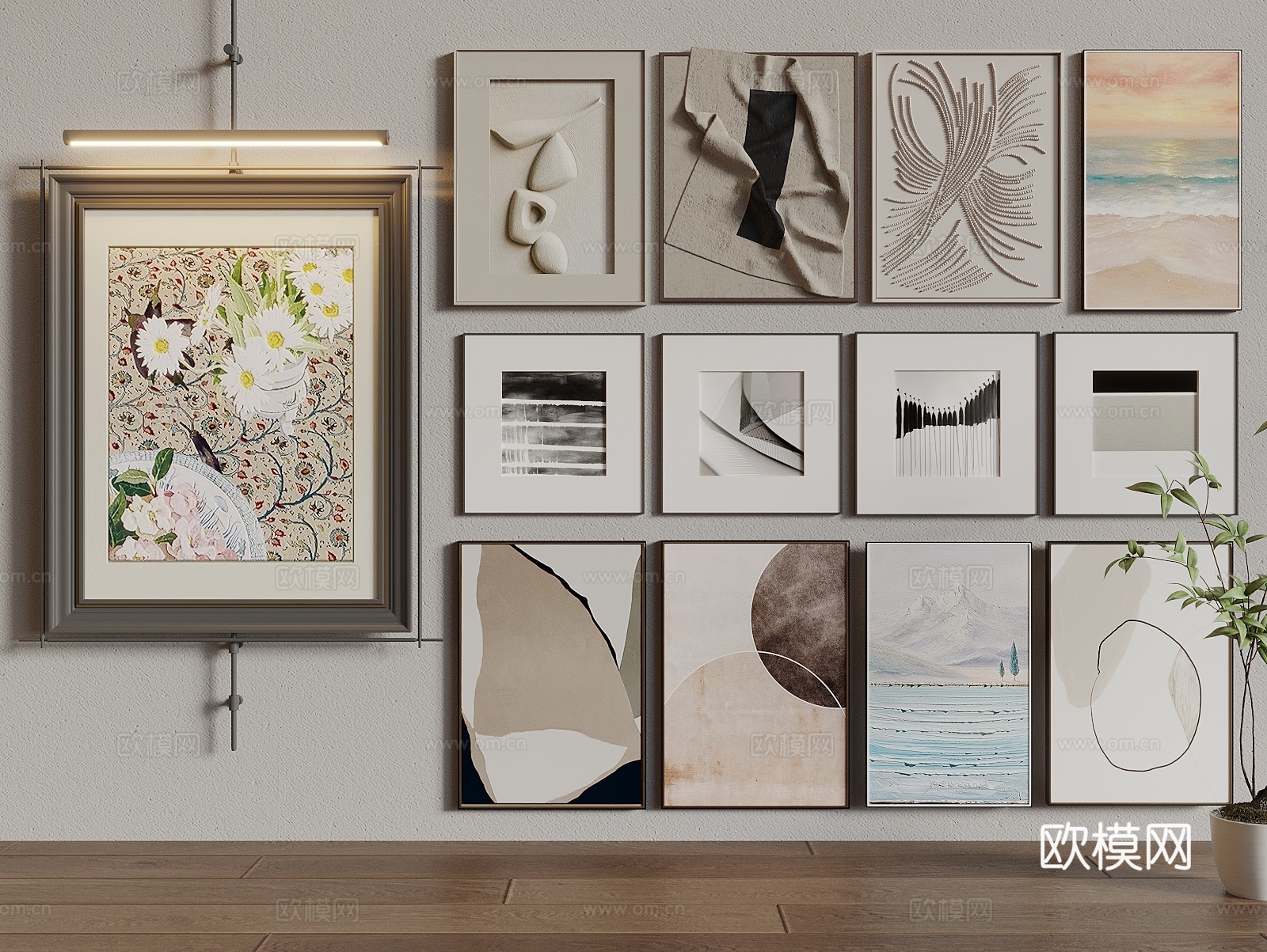 现代复古高级挂画 装饰画 墙饰挂件 立体画 客厅挂画 玄关挂3d模型