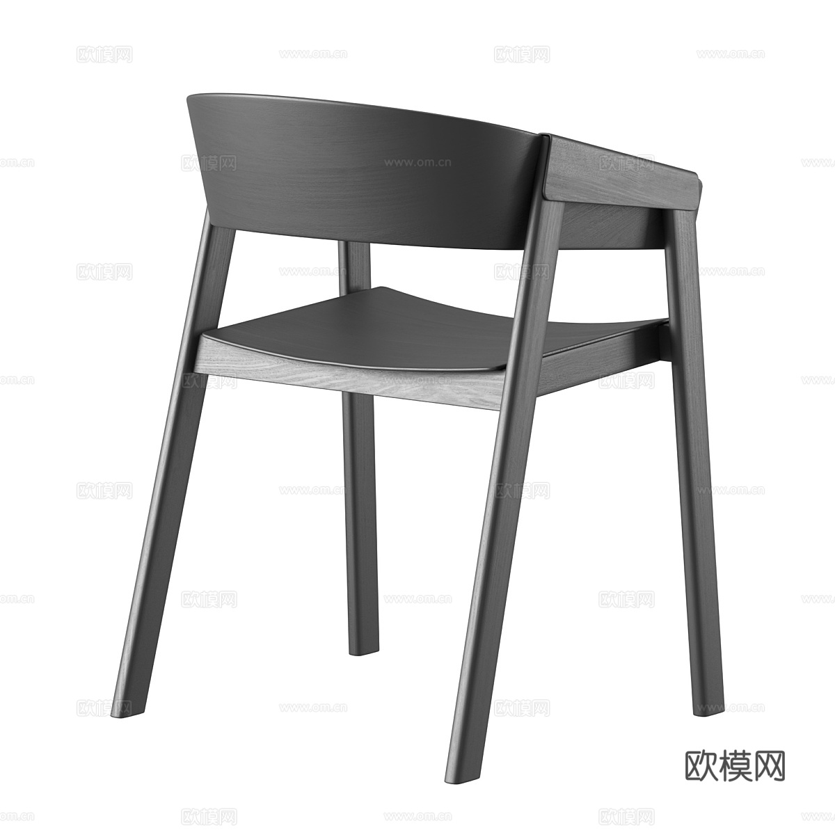 新中式原木餐椅3d模型