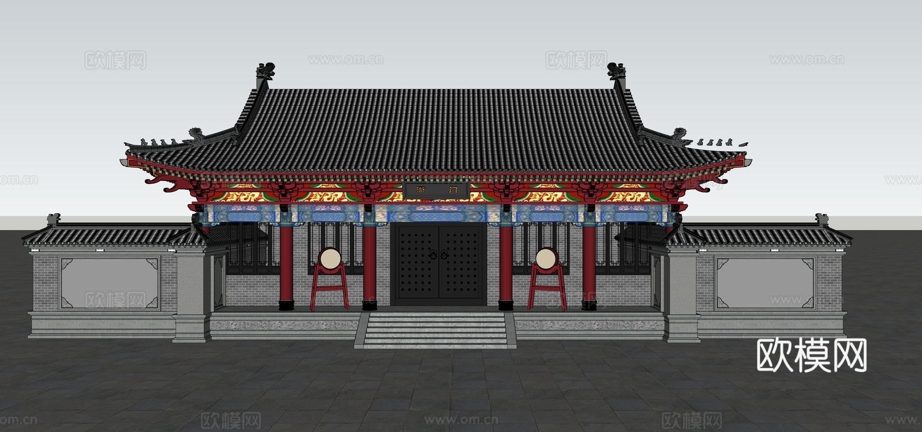 古代寺庙古庙古建筑祠堂su模型