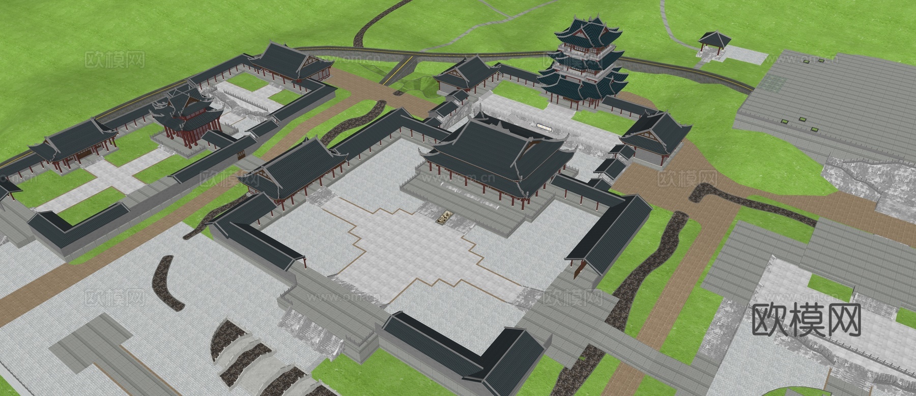 古代祠堂古苗寺庙古建筑su模型