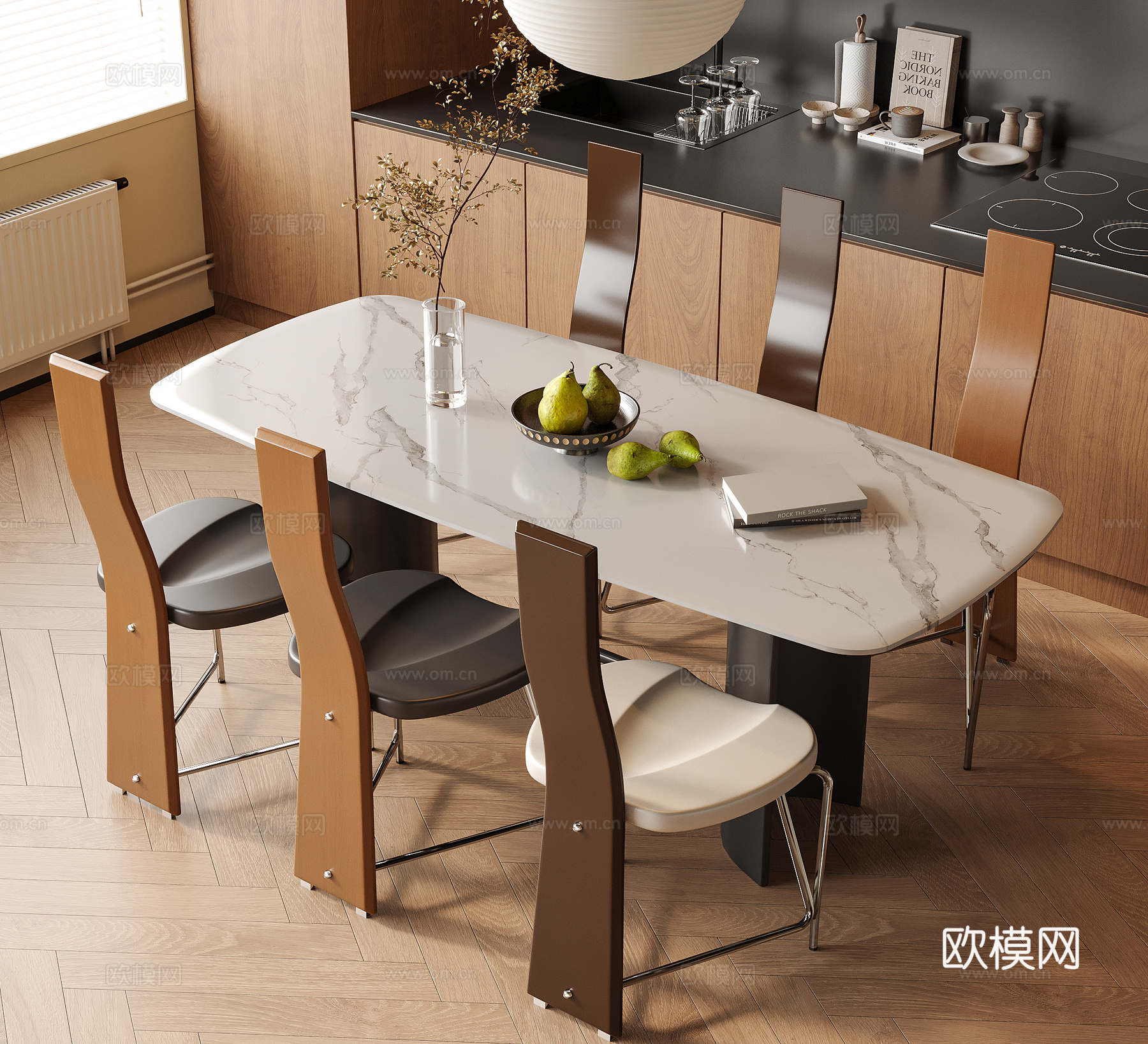 现代餐桌椅 餐椅 餐桌3d模型