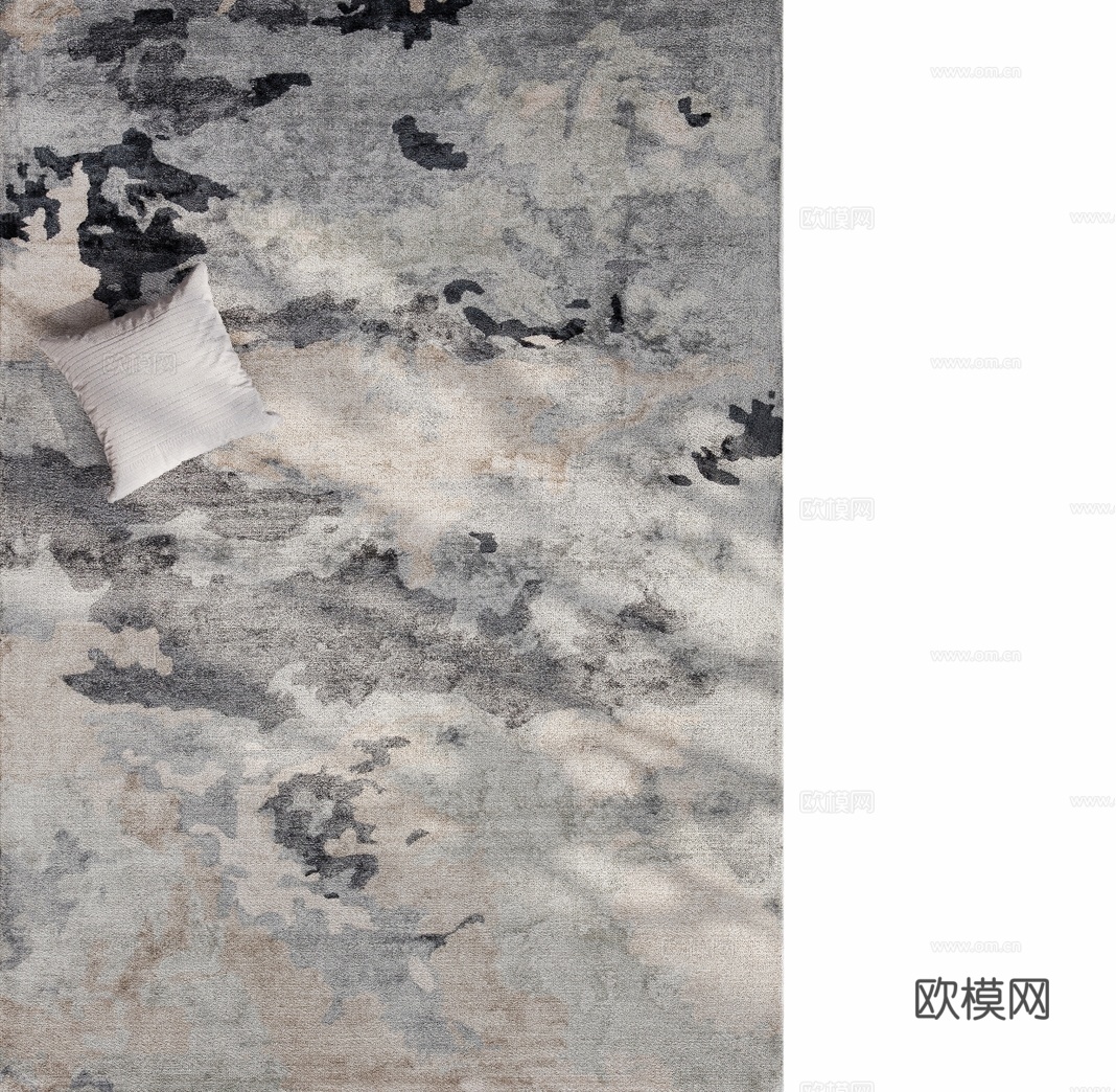 现代抽像艺术地毯 客厅地毯su模型