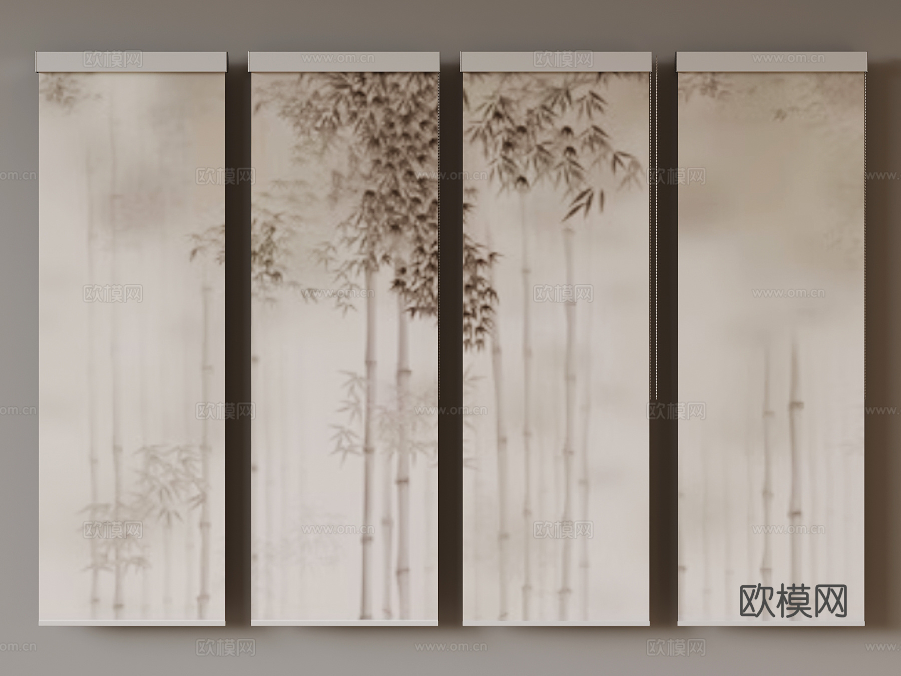 新中式卷帘su模型