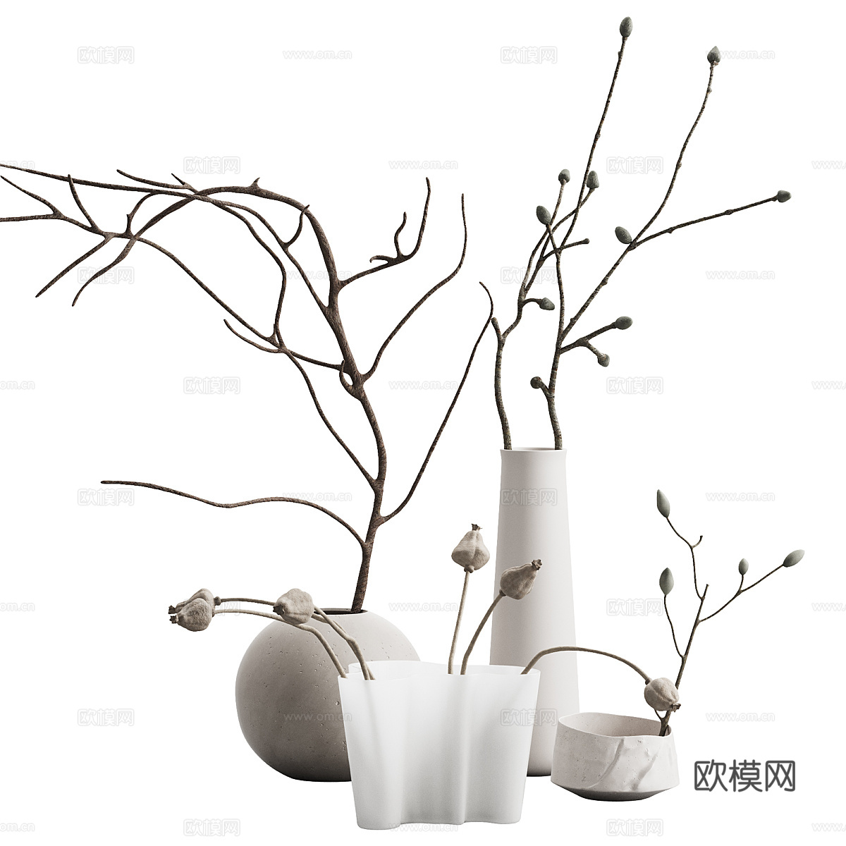 新中式花瓶花艺3d模型