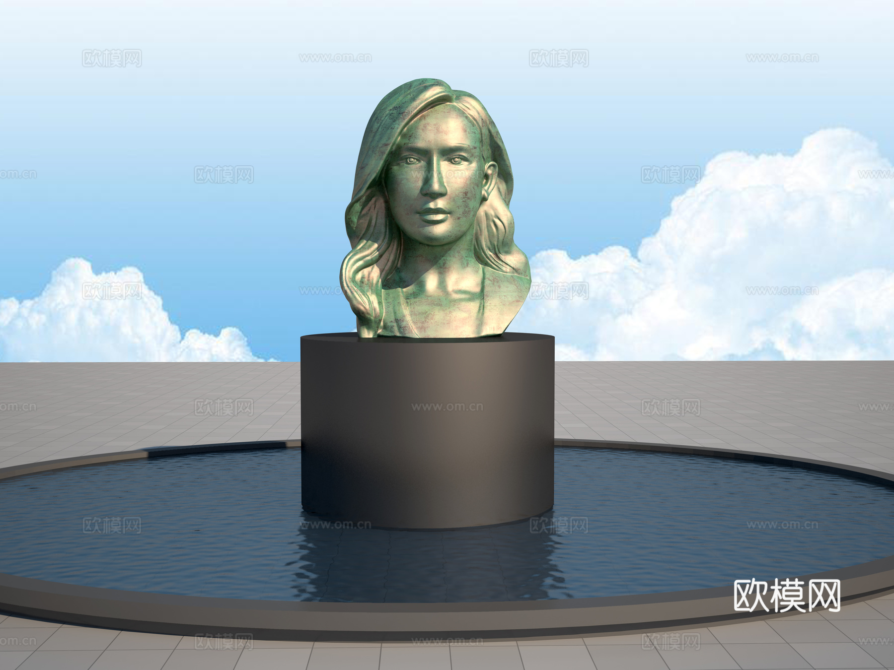当代女青年胸像3d模型