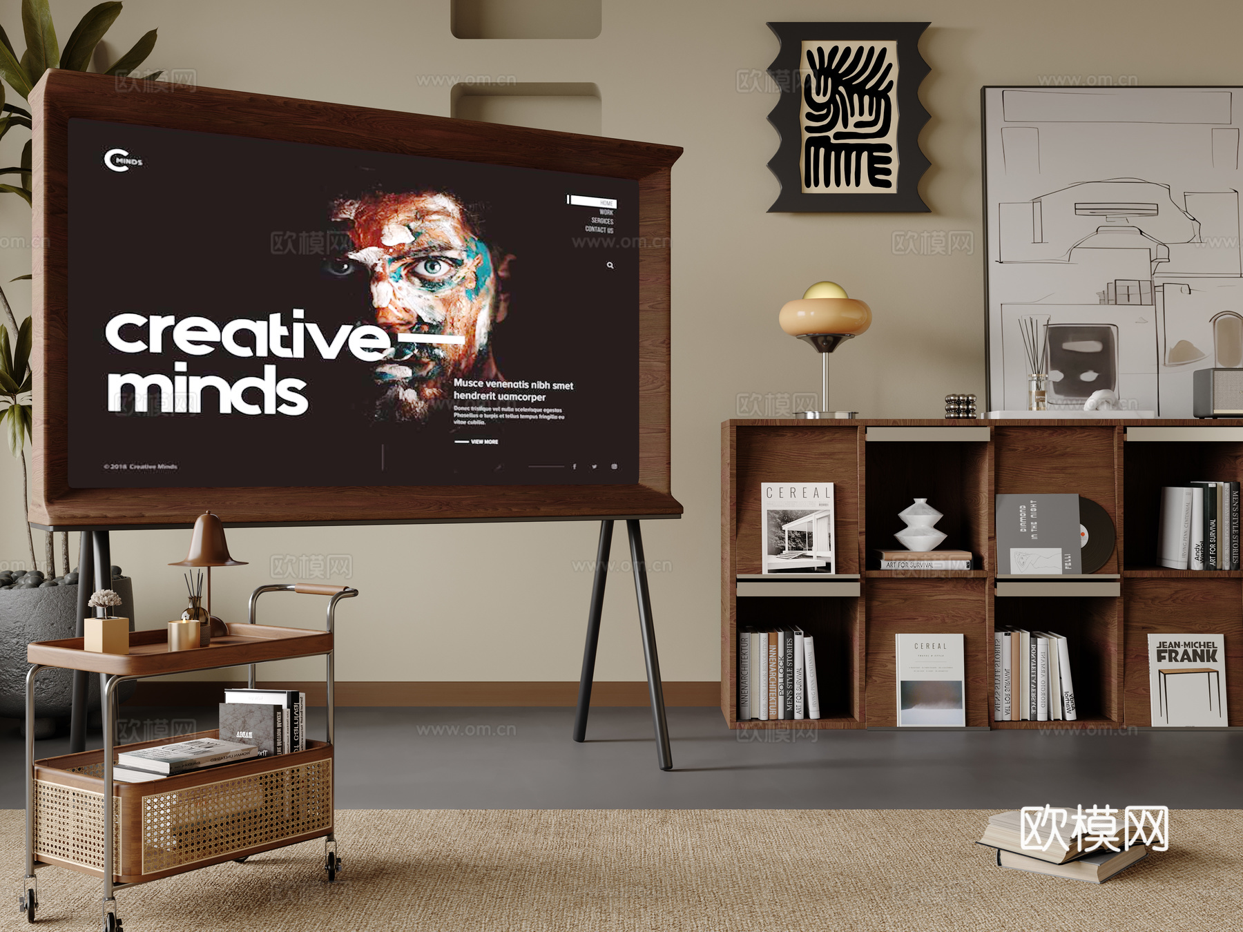 中古支架电视 移动电视 落地电视3d模型