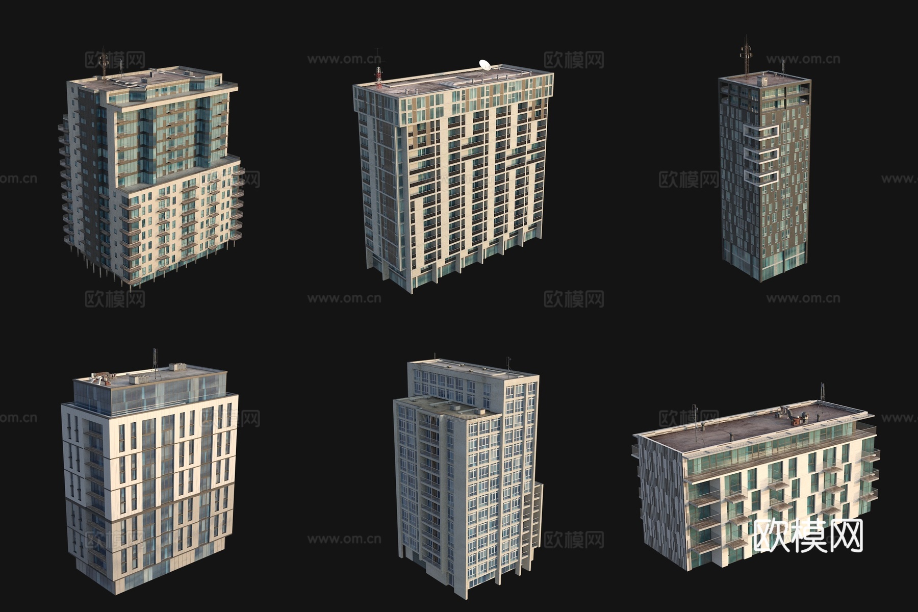 精细城市配楼3d模型