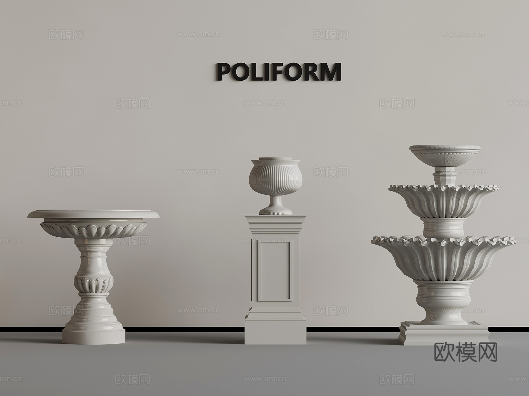 花坛 欧式花坛 花钵3d模型