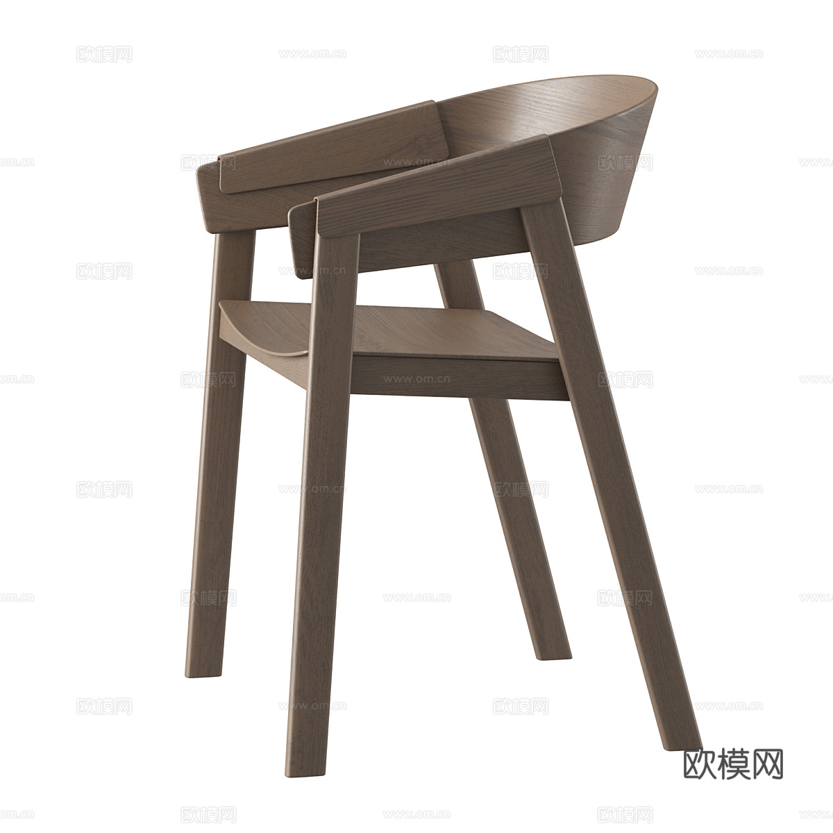 新中式原木餐椅3d模型