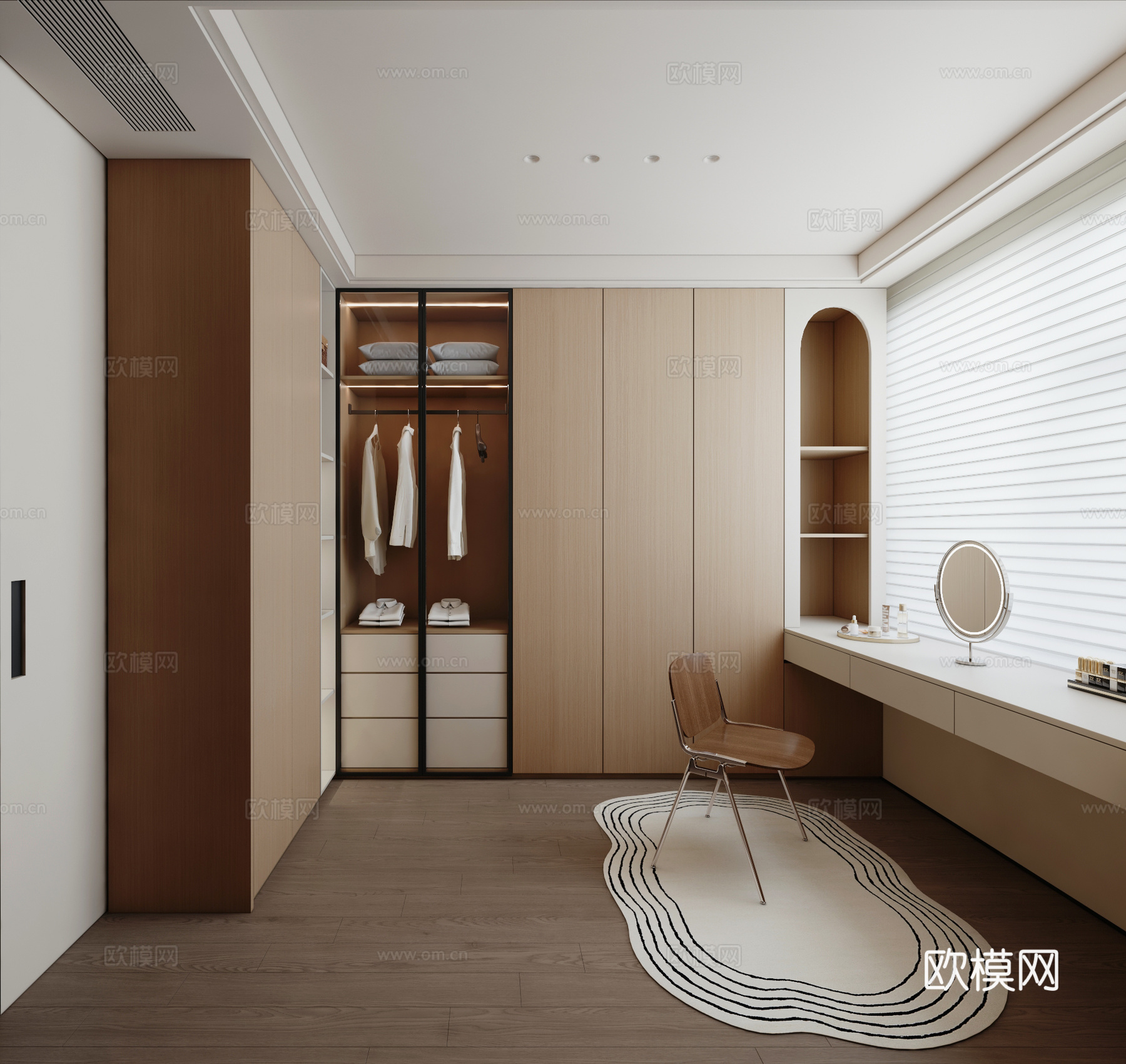 现代简约原木衣帽间3d模型