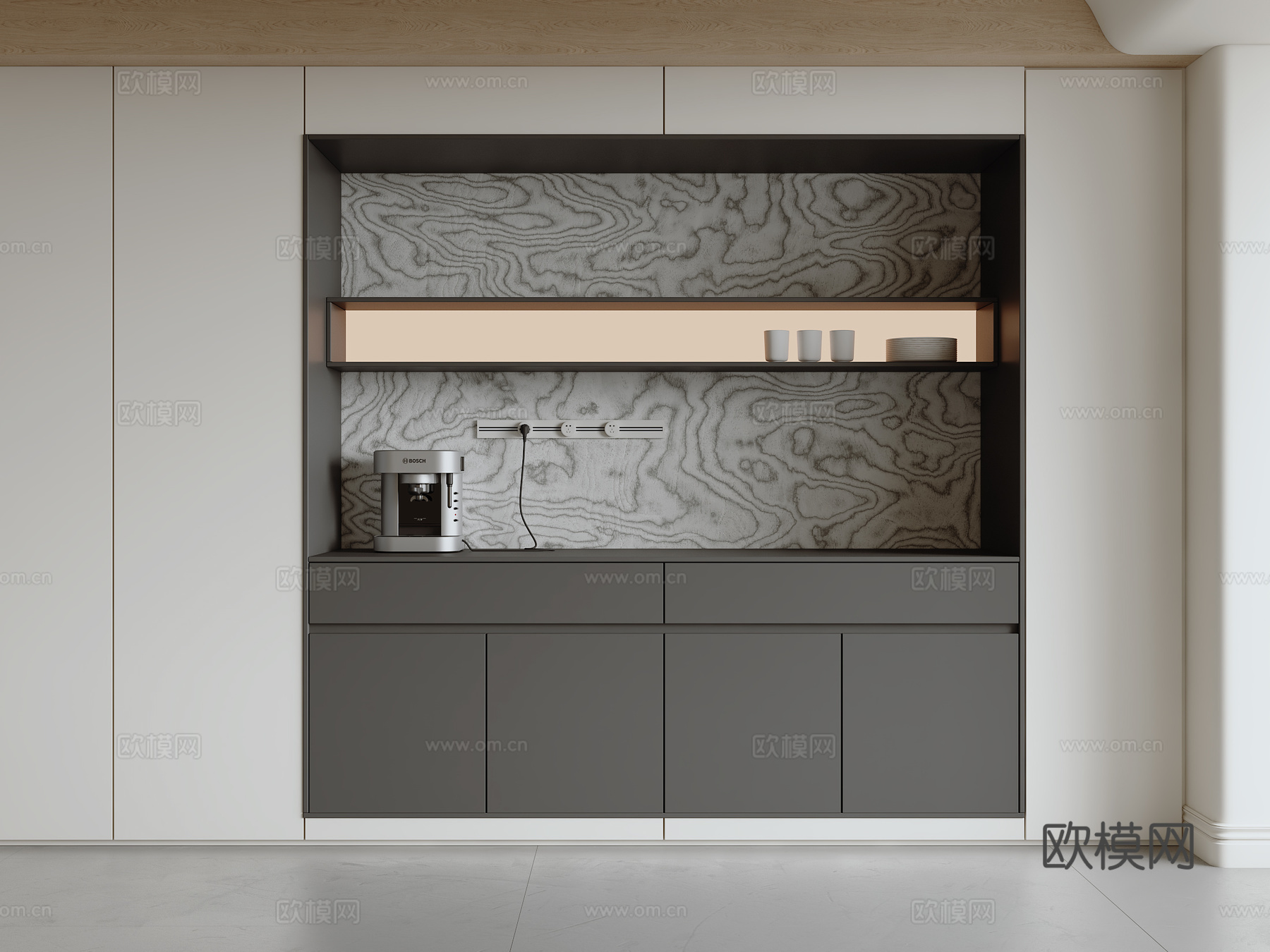 现代极简餐边柜su模型
