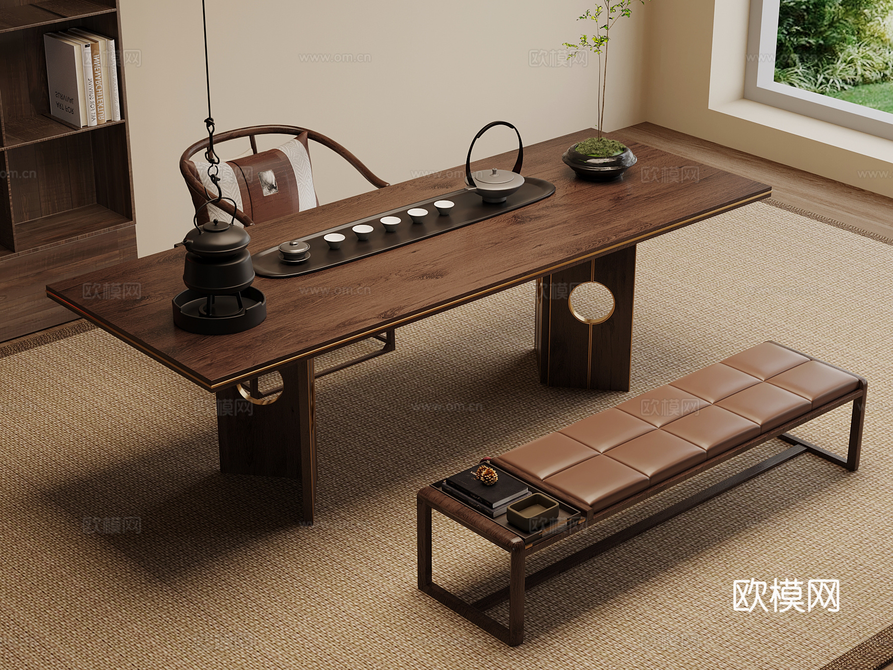 茶桌椅 新中式茶桌椅3d模型