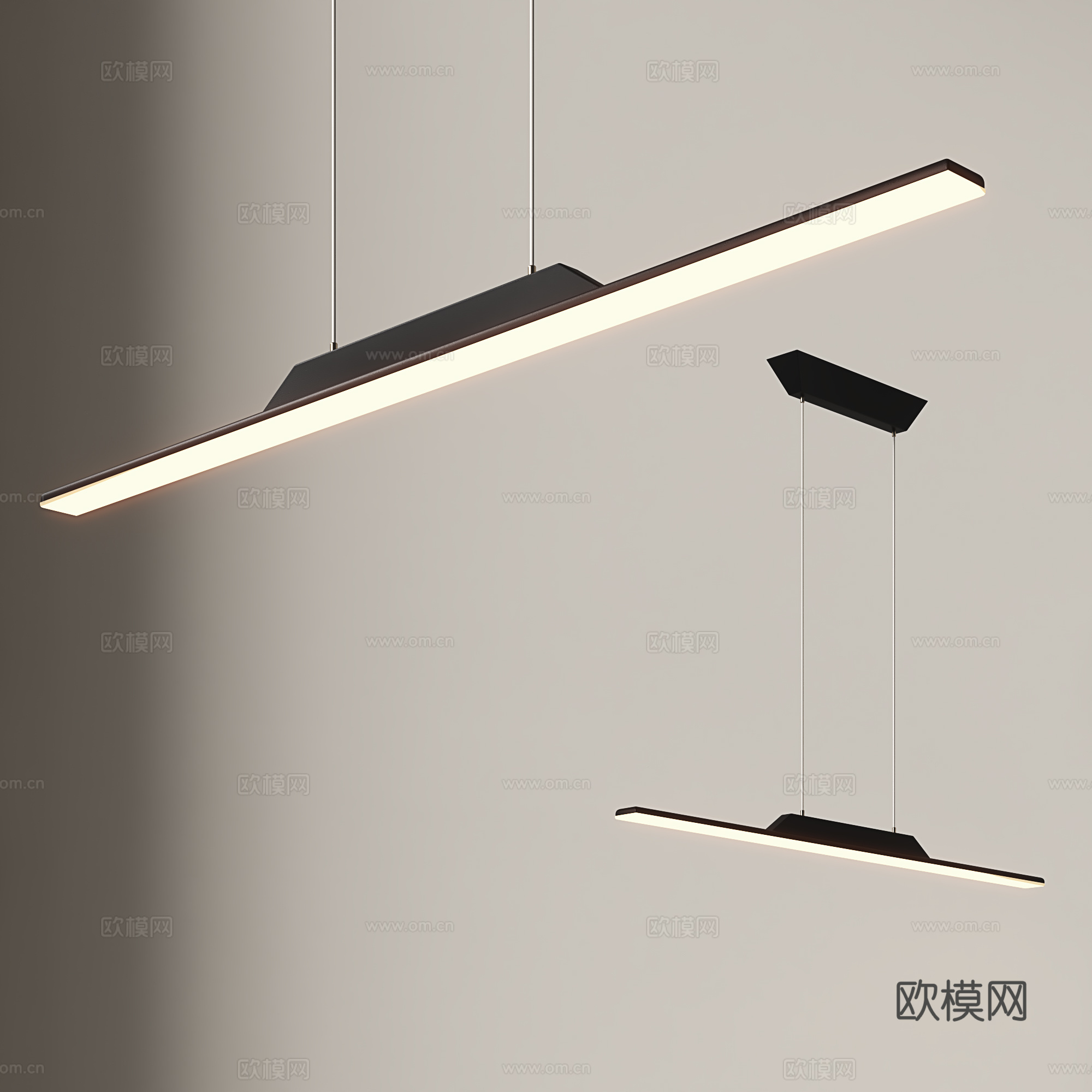 现代餐厅吊灯 简约书房吊灯 轻奢长条吊灯 北欧吧台吊灯su模型