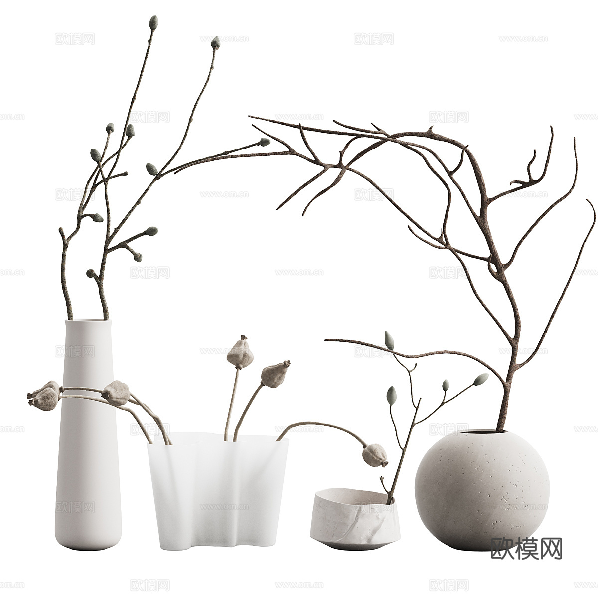 新中式花瓶花艺3d模型