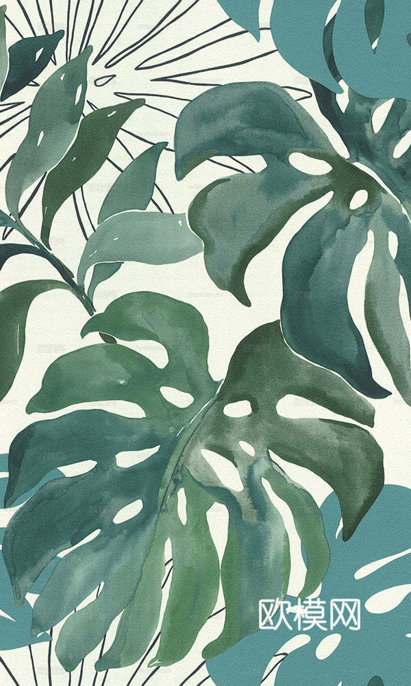 植物壁画壁纸贴图