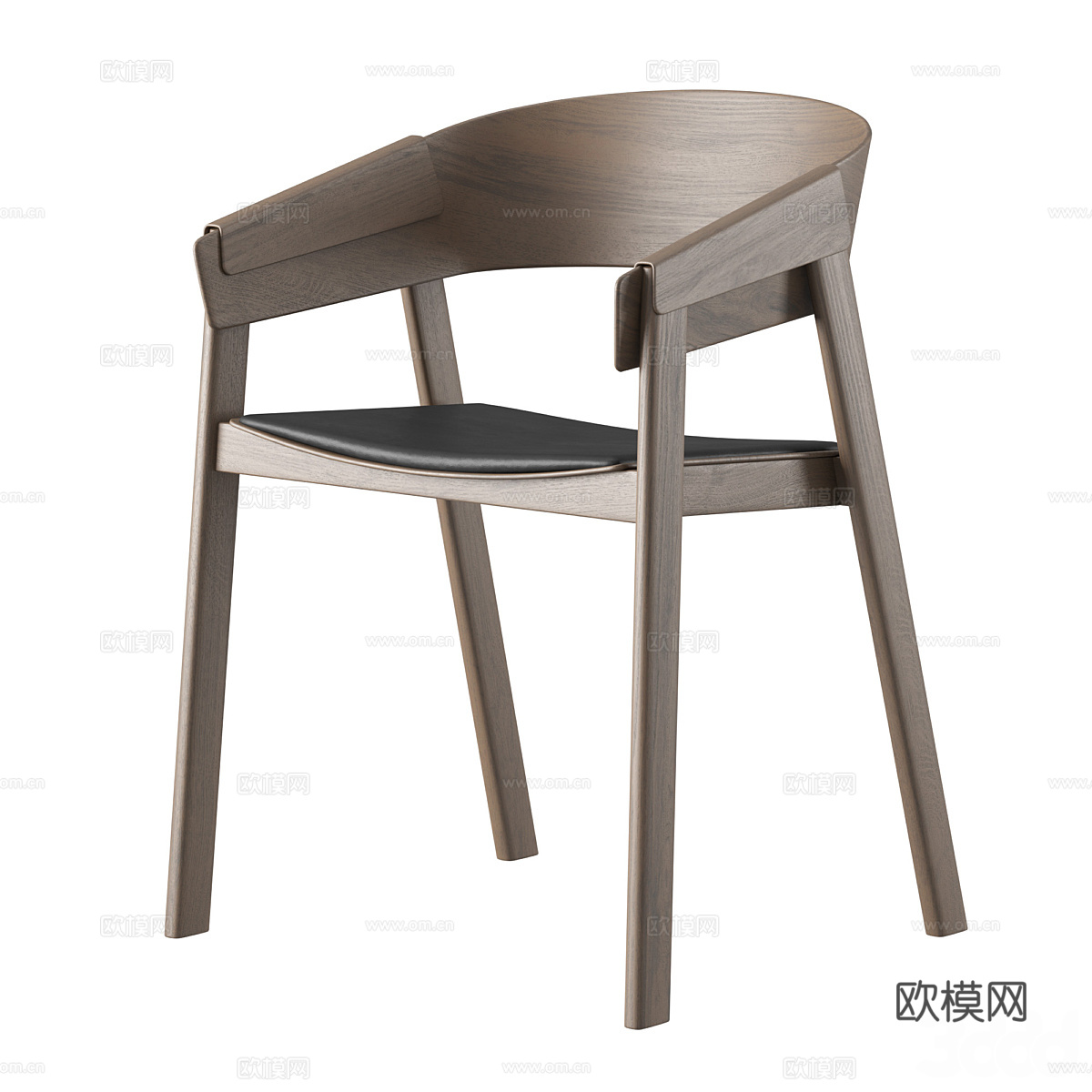 新中式原木餐椅3d模型