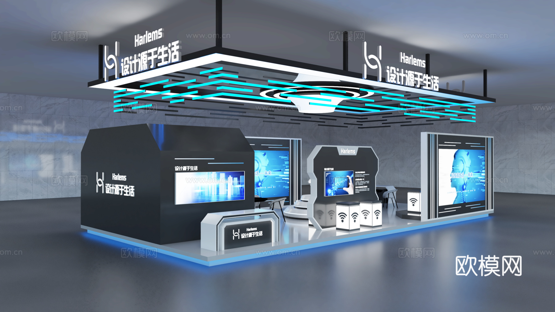 现代展位展台 展览展厅 会展展台 特装展位3d模型