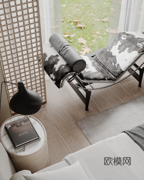 現(xiàn)代臥室雙人床3d模型下載(渲染圖2)
