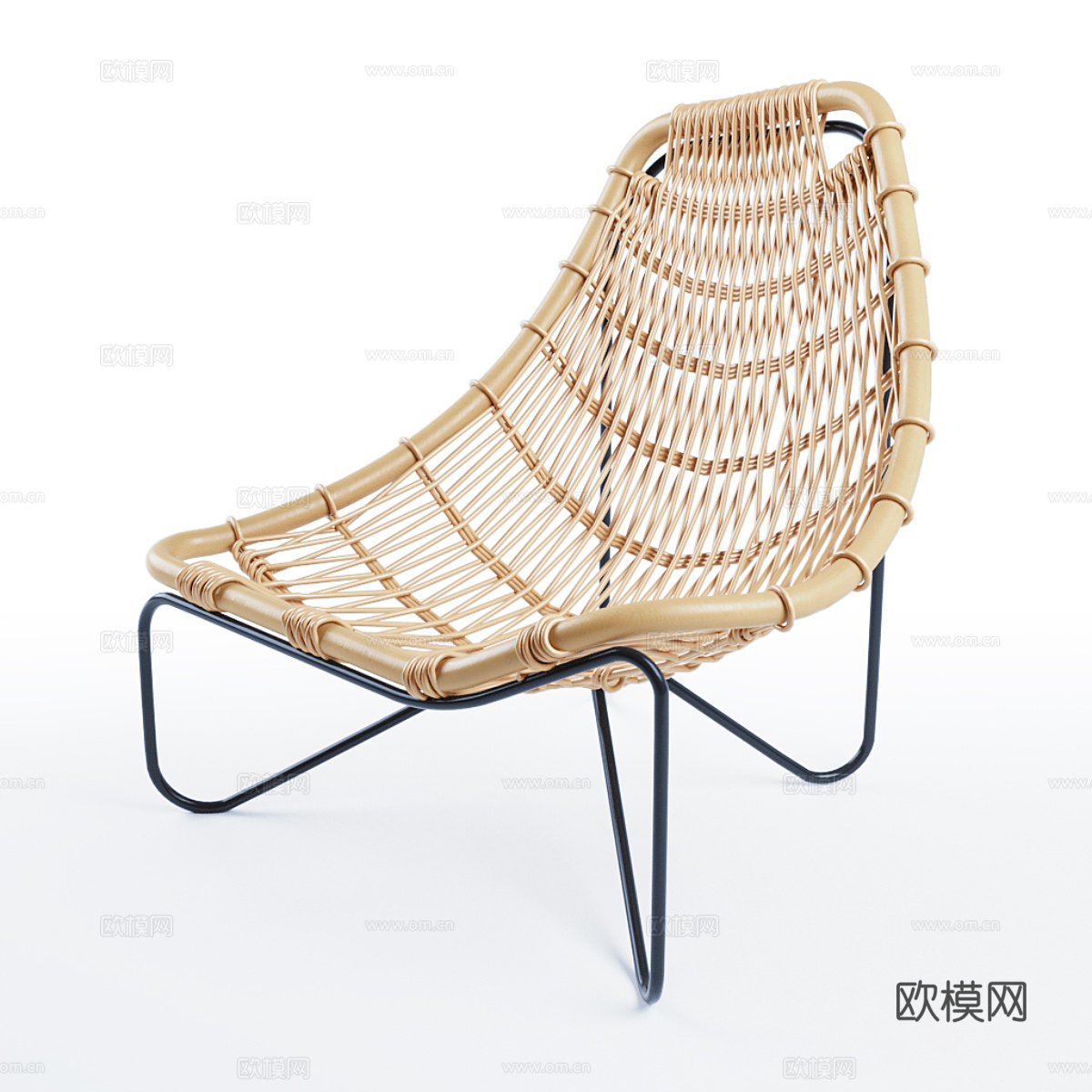 新中式藤编休闲椅3d模型