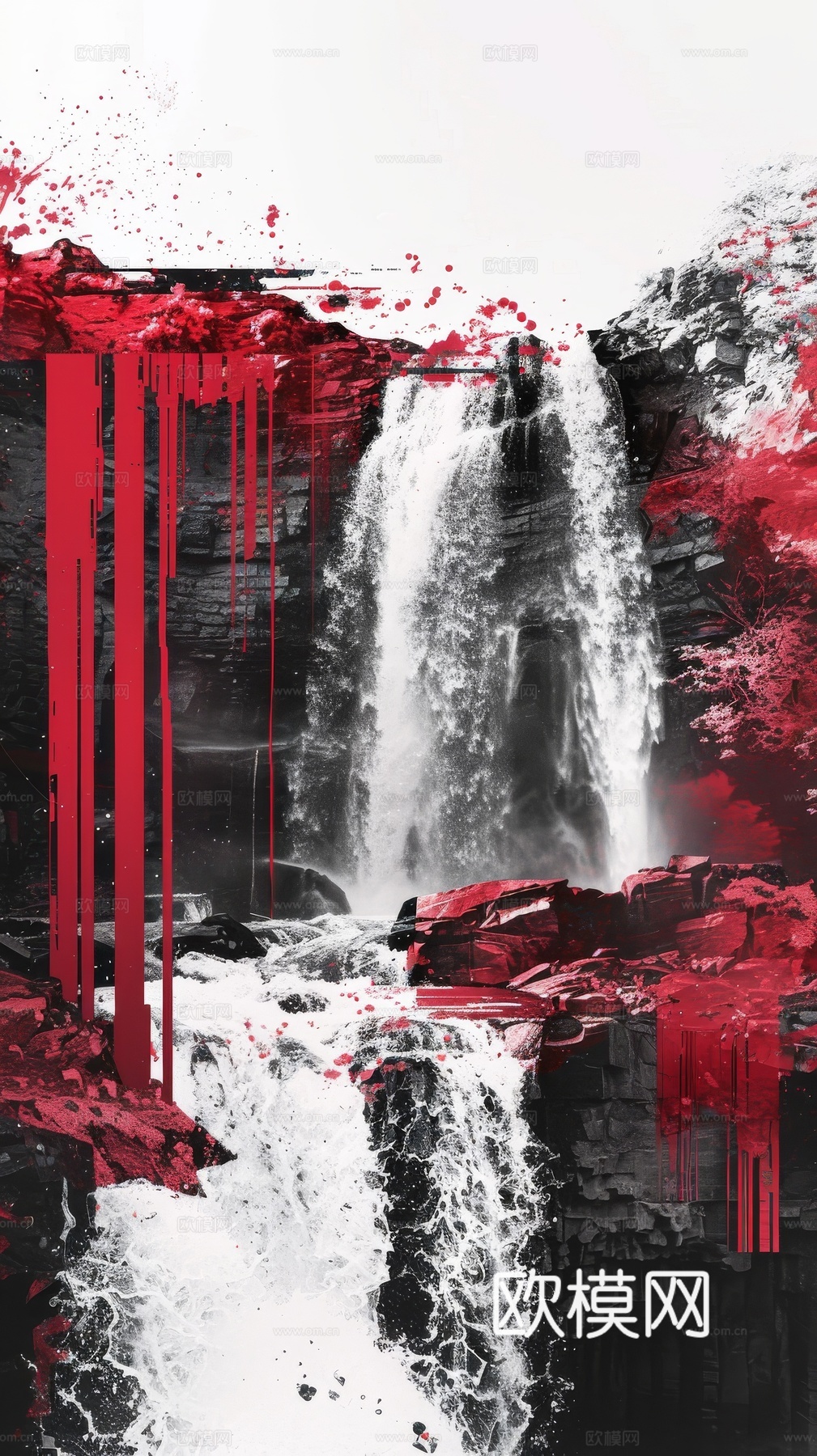 高清新款抽象装饰挂画下载（渲染图2）