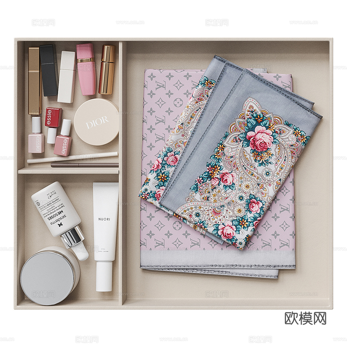 现代化妆品 首饰收纳盒3d模型