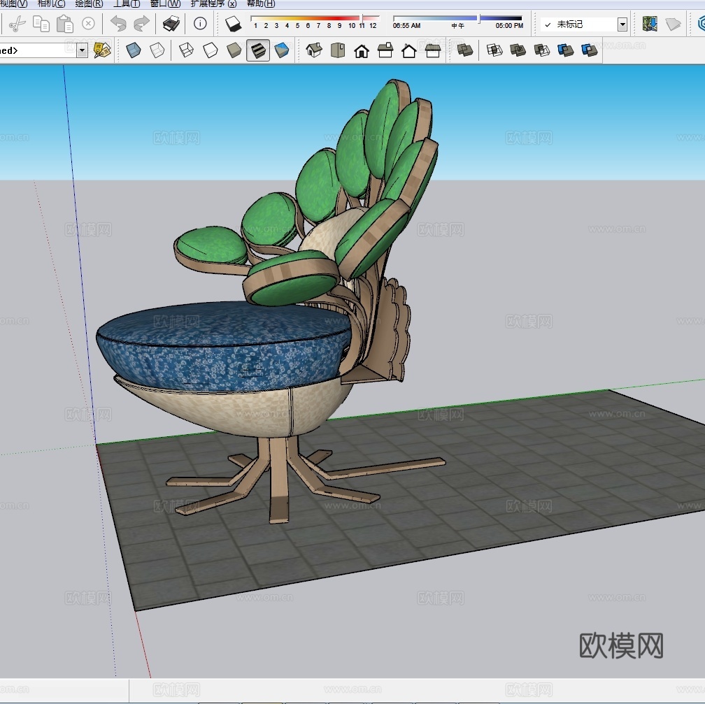 孔雀沙发椅su模型