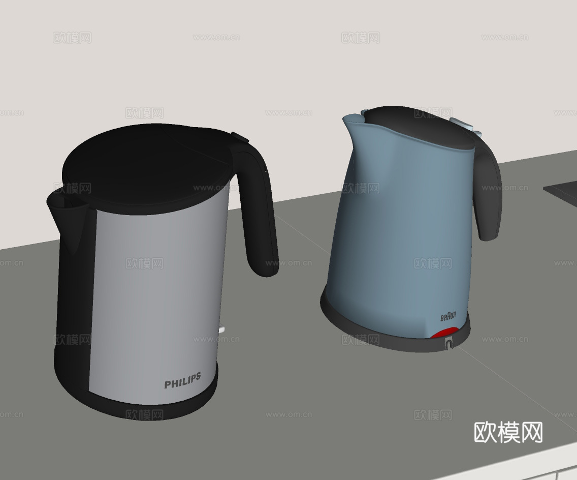 厨房小家电 不锈钢电水壶 现代厨房用品  保温电水壶su模型