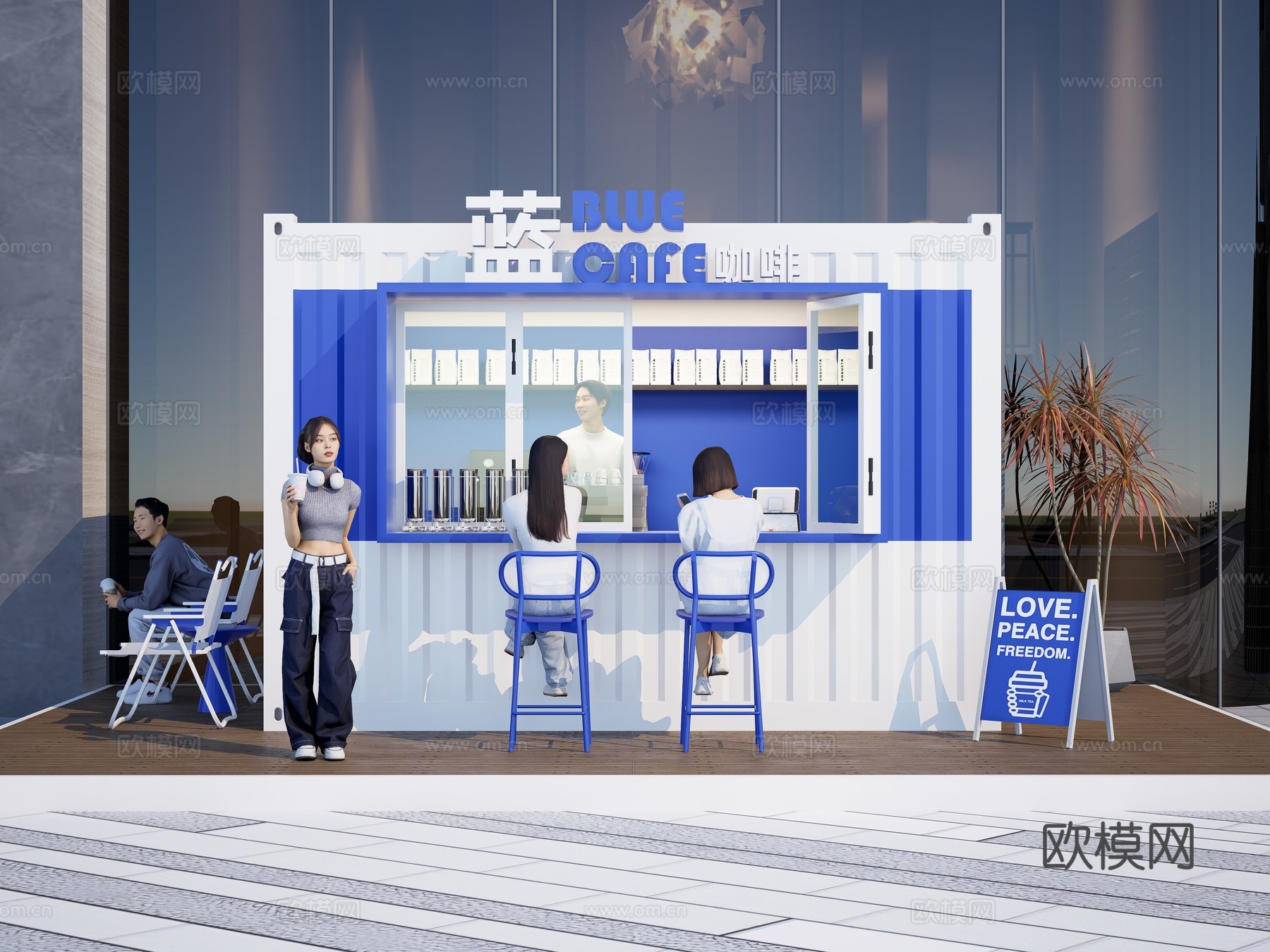 集装箱咖啡屋su模型