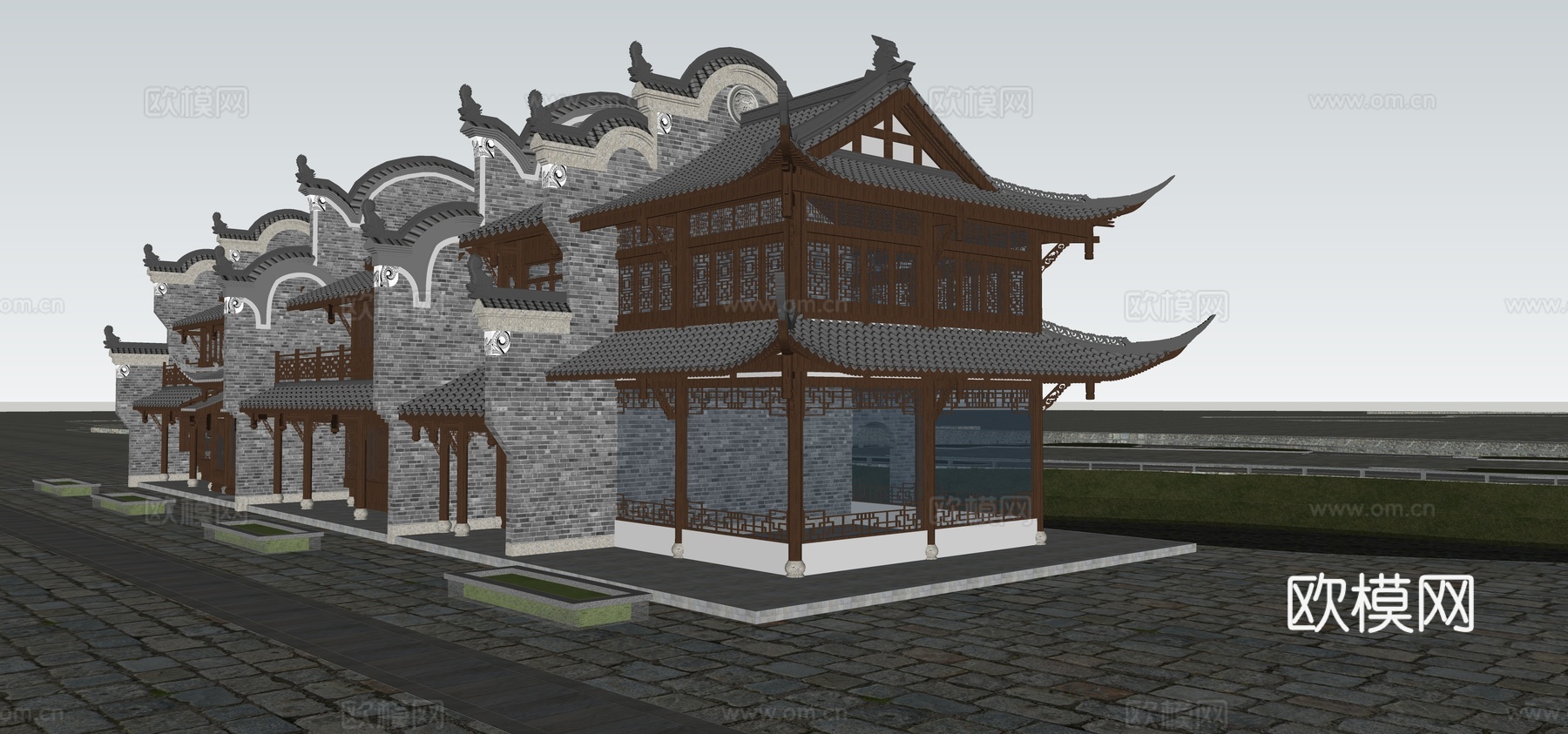 古代寺庙古庙古建筑祠堂su模型