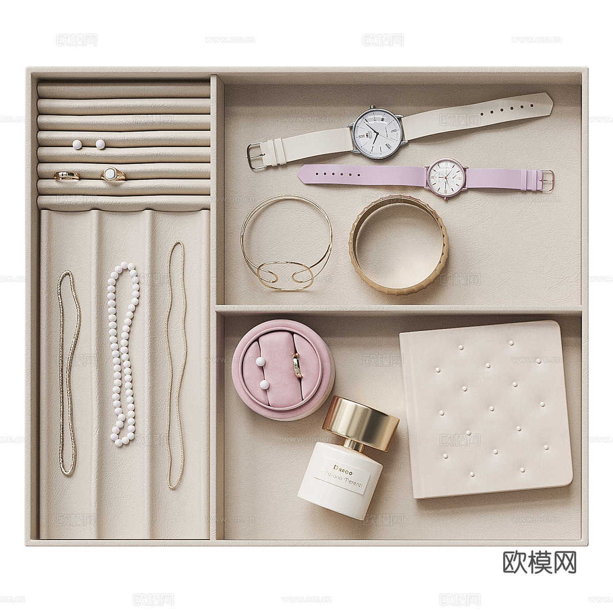 现代化妆品 首饰收纳盒3d模型