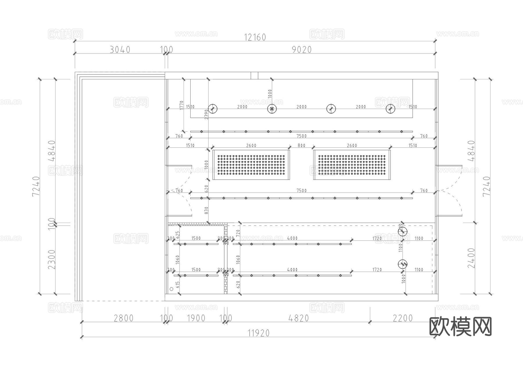 现代风奶茶店设计施工图cad施工图