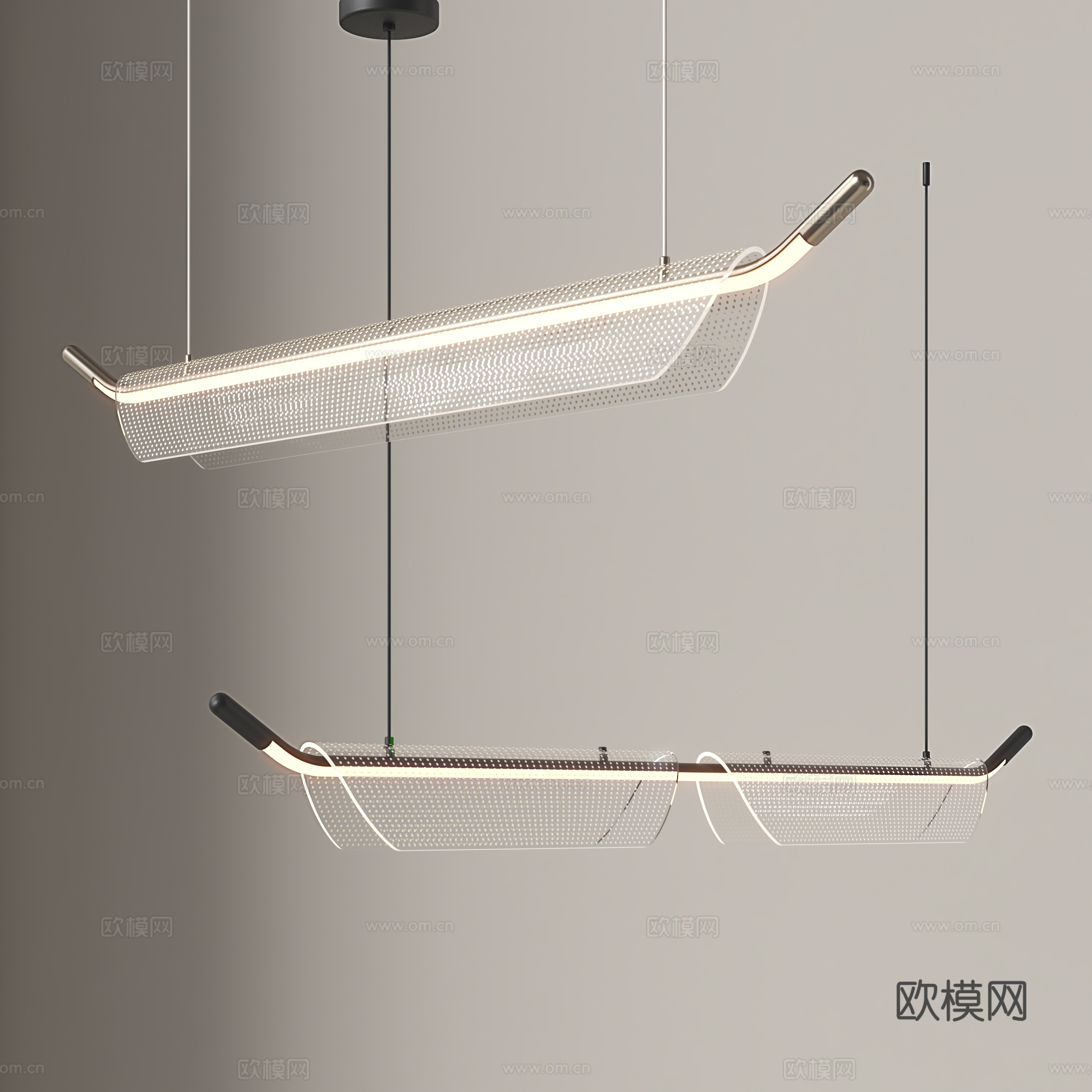 新中式吊灯 现代长条吊灯 餐厅吧台吊灯 简约长吊灯3d模型