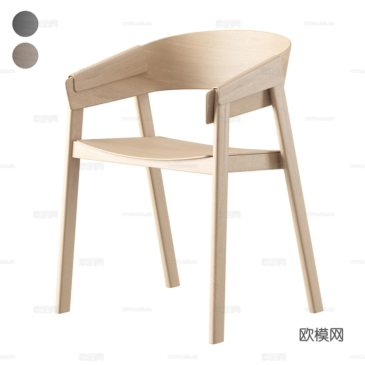 新中式原木餐椅3d模型