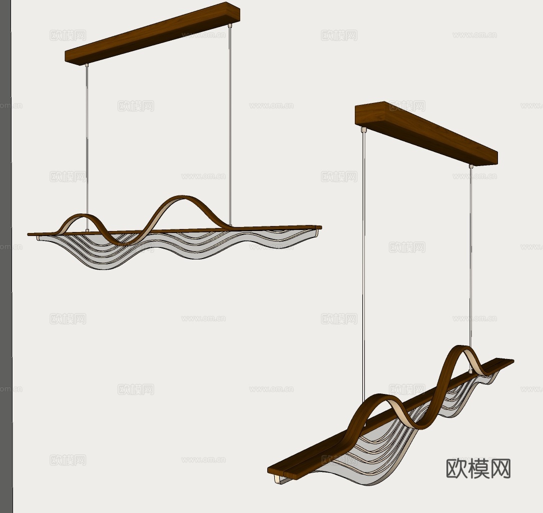 中古风餐厅吊灯  现代一字吊灯 复古风长条吊灯 书房吧台一字su模型