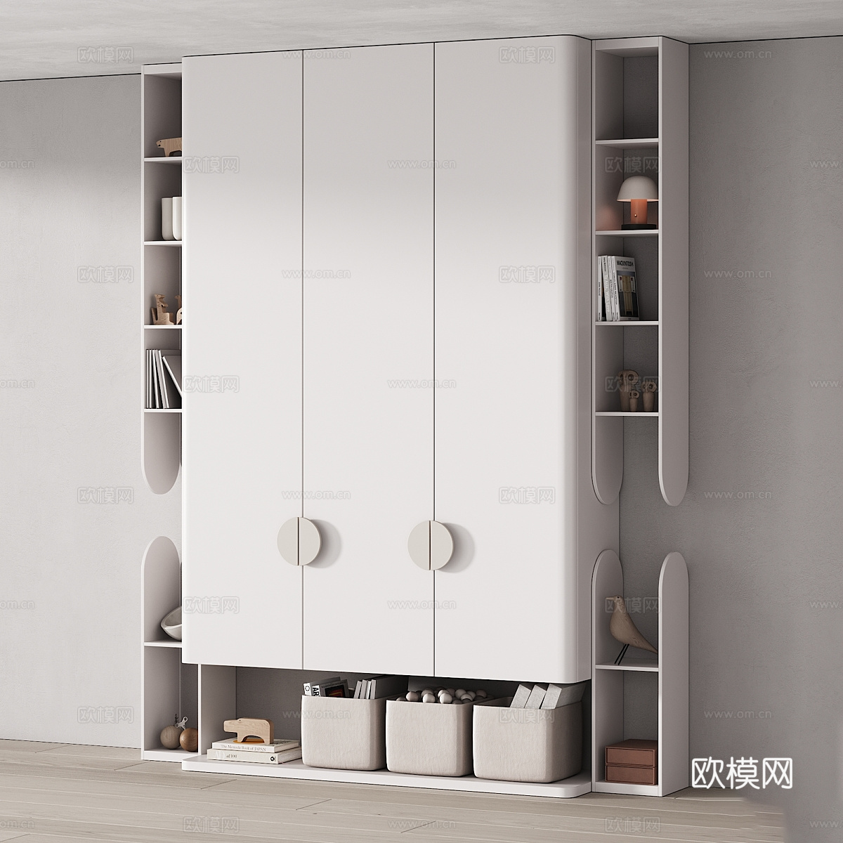 现代奶油风儿童衣柜3d模型