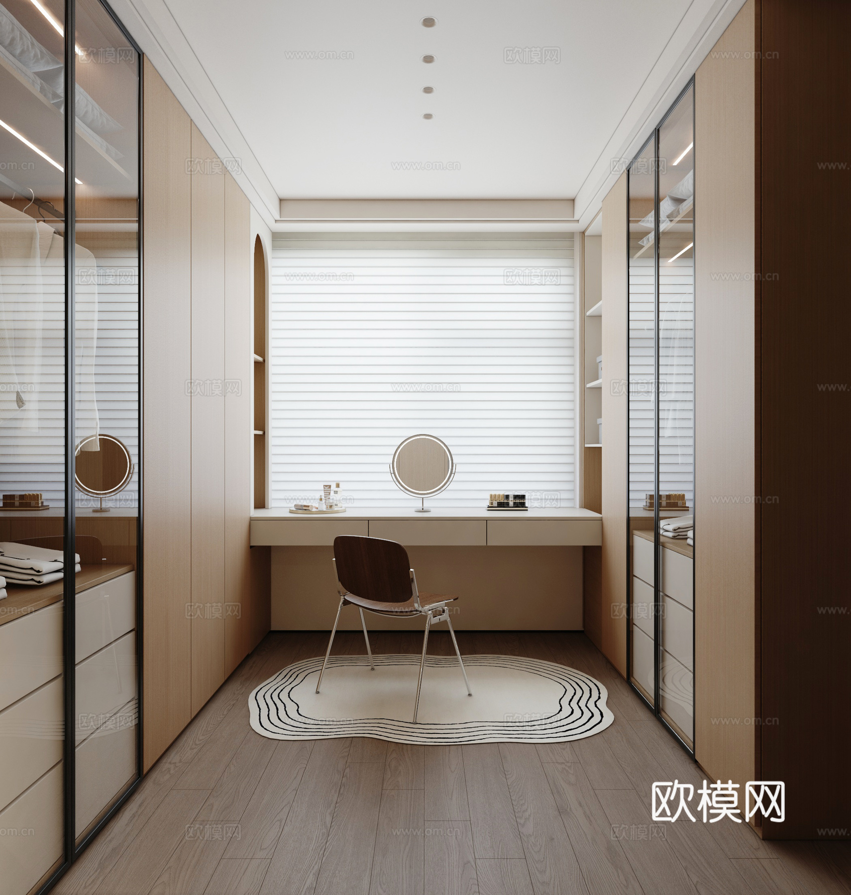 现代简约原木衣帽间3d模型