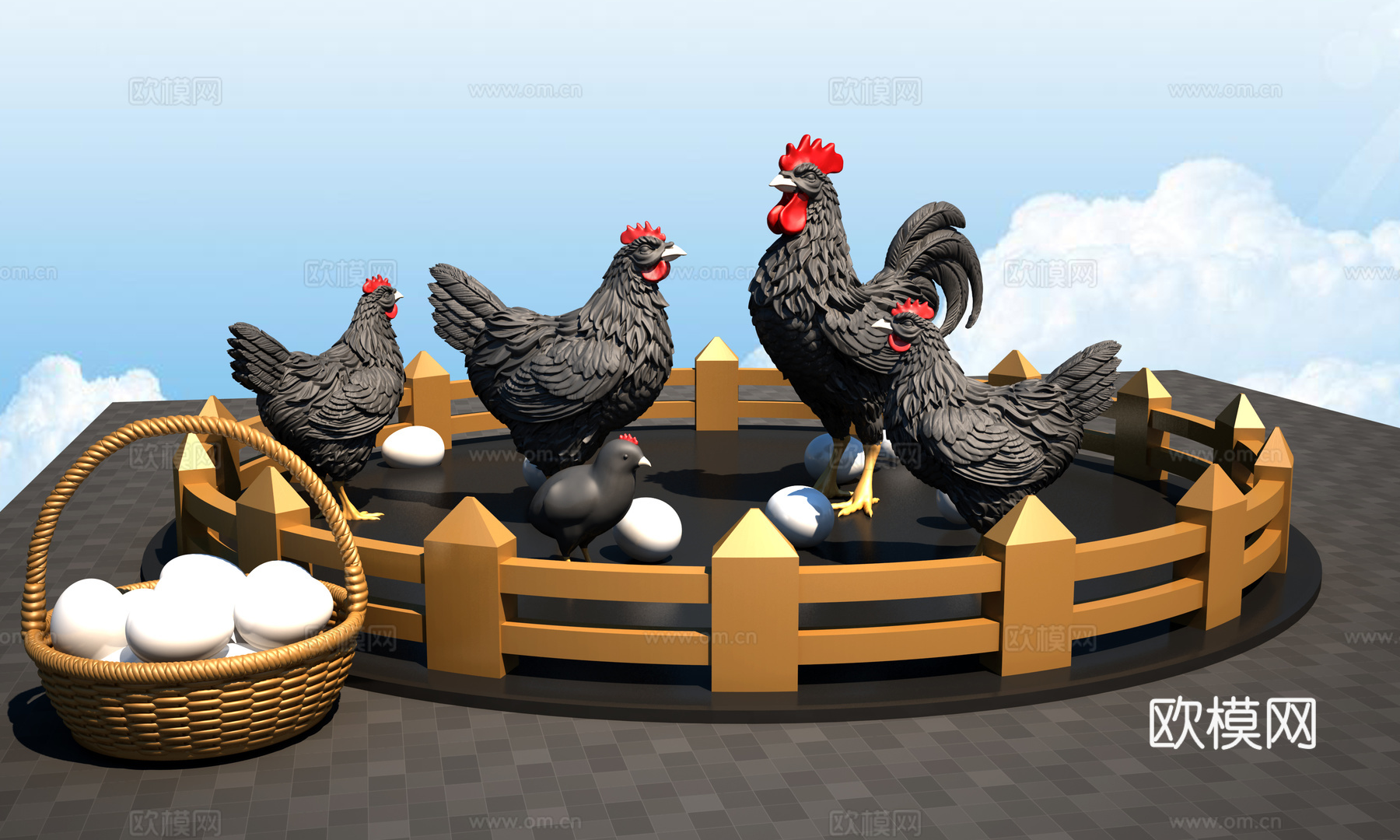公鸡母鸡3d模型